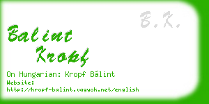balint kropf business card